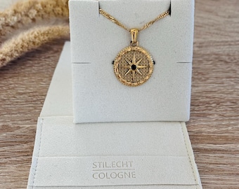 Compass Necklace for Women – 18K Gold Plated, Stainless Steel – Golden Chain with Compass Pendant – Symbolic Jewelry – Gift – Christmas