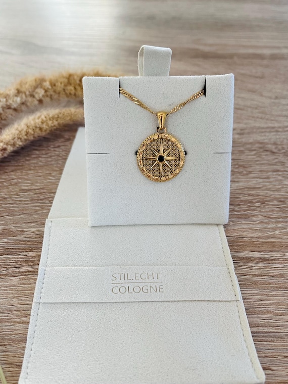 Kompass Halskette für Frauen – 18K vergoldet, Edelstahl – Goldene Kette mit Kompass Anhänger – Symbolischer Schmuck – Geschenk - Weihnachten