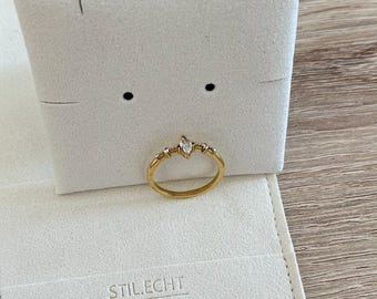 Zirconia oval ring made of stainless steel for women – 18K gold-plated, waterproof – gold – statement – gift – delicate – wedding – Christmas