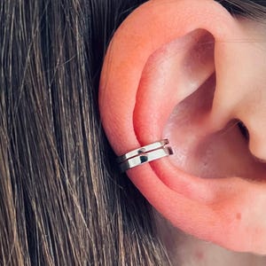 Earcuff – Parallel – 925 Sterling Silber 18K vergoldet – Gold, Silber – Ohrring ohne Stecker – Ohrklemme –Moderner Ohrschmuck - Weihnachten
