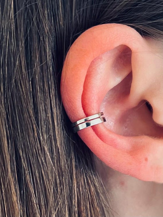 Earcuff – Parallel – 925 Sterling Silber 18K vergoldet – Gold, Silber – Ohrring ohne Stecker – Ohrklemme –Moderner Ohrschmuck - Weihnachten