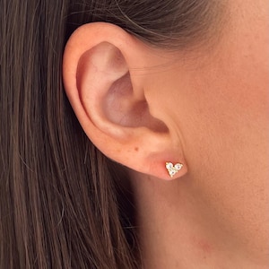 925er Sterling Silber Ohrstecker für Frauen – Herz, mit Zirkonia Steinen, 18k vergoldet – Gold & Silber – Geschenk für Sie - Weihnachten