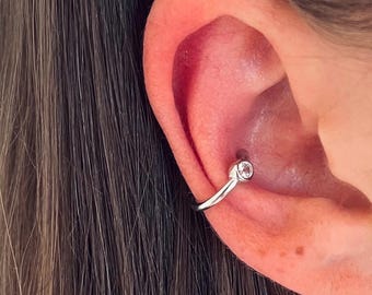 Earcuff – single zirconia studded – 925 Sterling Silver 18K gold-plated – Gold – Earring without stud – Ear clip – Earrings – Christmas