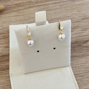 925 Sterling Silber Creolen mit Perlen Anhänger – Zirkonia besetzt, Gold, Silber – Ohrringe Frauen – Schmuck – Geschenk - Weihnachten