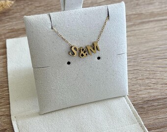 Personalized 18k gold-plated stainless steel necklace – Gold, Silver, Rose Gold – Letters, Heart, & – Gift, Adjustable – Christmas