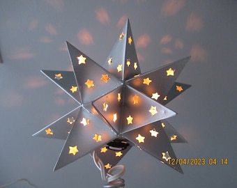 Monrovian Lighted Silver Color Christmas Tree Topper Star
