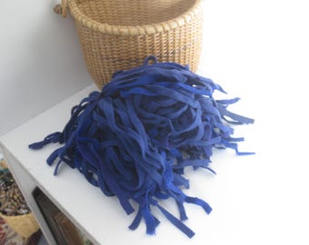 Upcycled Blue Color Wool Rug Hooking Strips