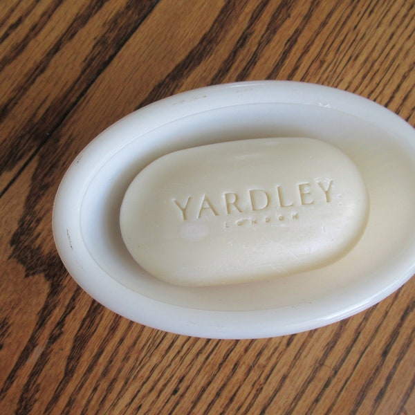 Vintage Milk Glass Dish With Yardley Lavendar Hand Soap