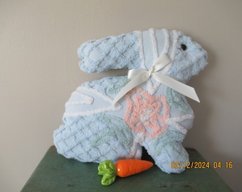 Handmade Easter Bunny Of Vintage Chenille Bedspread Fabric