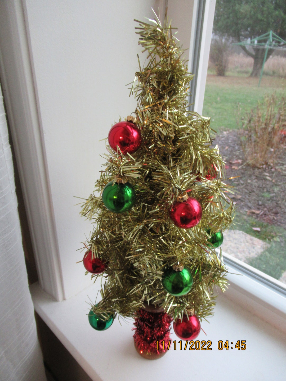 Vintage Tinsel Christmas Tree on A Vintage Wooden Spool Etsy