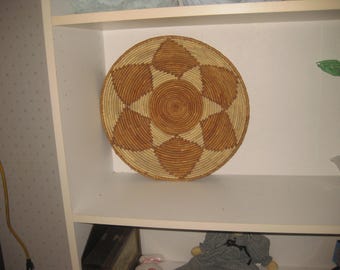 Handwoven Coiled Vintage Wall Or Harvest Basket