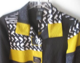 Button Front Jacket Of Geometric Designs