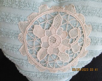 Handmade Vintage Chenille Bedspread FAbric With A Vintage Doily