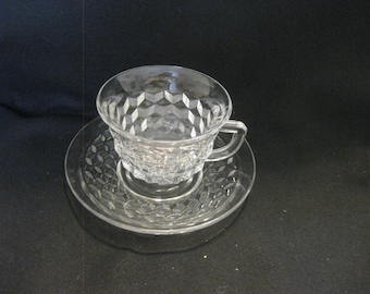 Vintage Fostoria American Glass Coffee Cup And Saucer