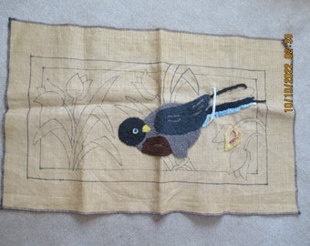 Printed Bird Rug Hooking Canvas To Be Finished