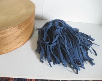 Upcycled Blue Wool Rug Hooking Strips