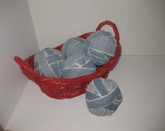 Handcut Vintage Denim Fabric Strips For Craft Projects In A Basket