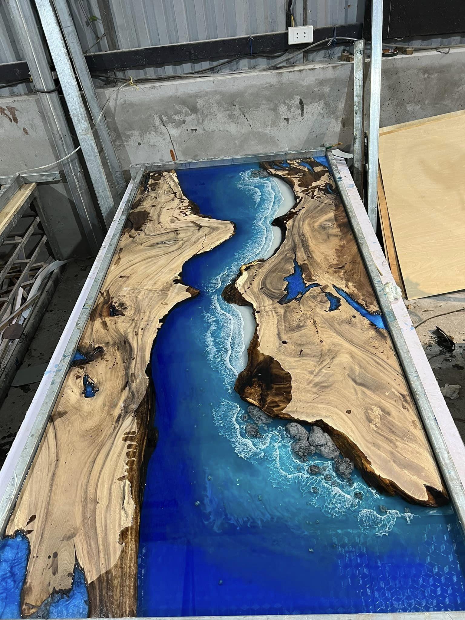 Vintage Ocean Epoxy Table,custom Coastal Resin River Table,beach House ...