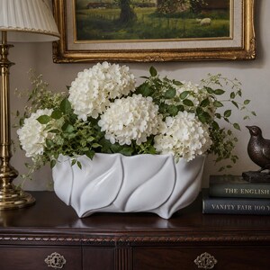 Vintage White Ceramic Cache Pot Planter | Sculptural Organic Mid Century Bowl