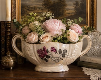 Arthur Wood Lustreware Twin Handled Mantel Vase | Vintage English Ceramic Vase | Pink Rose Centrepiece | Fireplace Mantel Decor