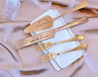 Personalized Wedding Cake Cutting Set: Engraved Bridal Keepsake