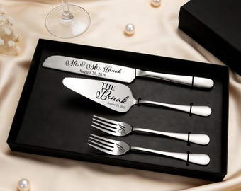Engraved Cake Server Cutting Set, Bridal Pastry Server Knife, Custom Wedding Gift, Wedding Keepsake Ceremony Gift, Family Gifts