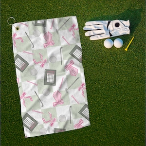 Women&#39;s Golf Towel, Coquette Golf Towel, Golf Towel for Ladies, Pink Golf Towel, Preppy Golf Towel, Golf Bachelorette, Golf Gift for Her