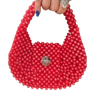 Renkli Boncuklarla Örülmüş El Çantası – El Yapımı Tasarım-Beaded Handbag – Handmade Statement Purse