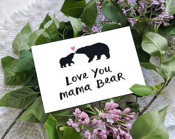 imprimable Je t'aime maman | Carte numérique Fête des Mères | Conception mignonne d'ours | Téléchargement instantané