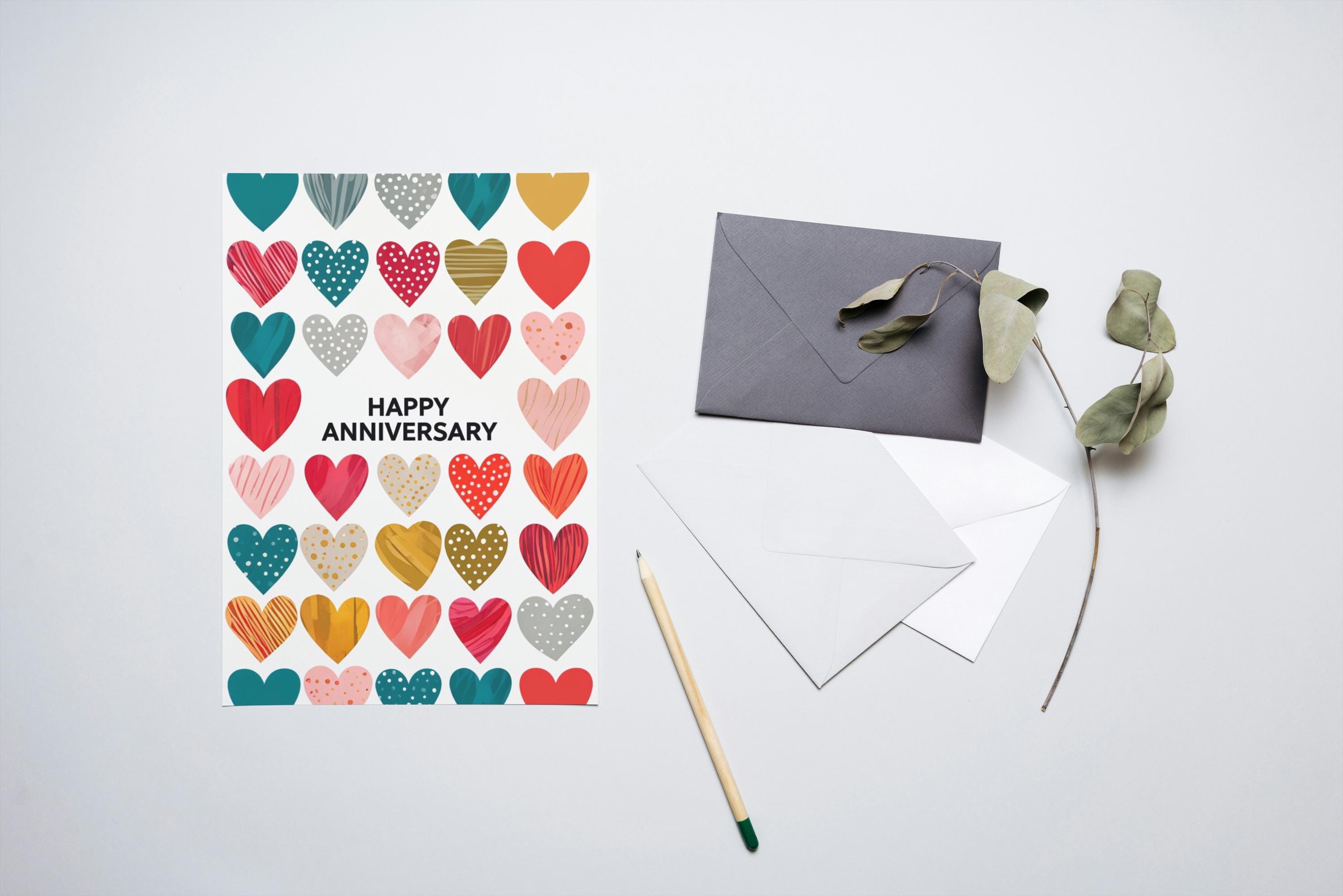 Heart Anniversary Card: Printable Romantic Love Card (digital Download ...