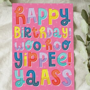 Funny Printable Birthday Card - “Happy Birthday, Ya Ass!” - Digital Humor Card, Instant Download, 5x7 Sarcastic Greeting Card