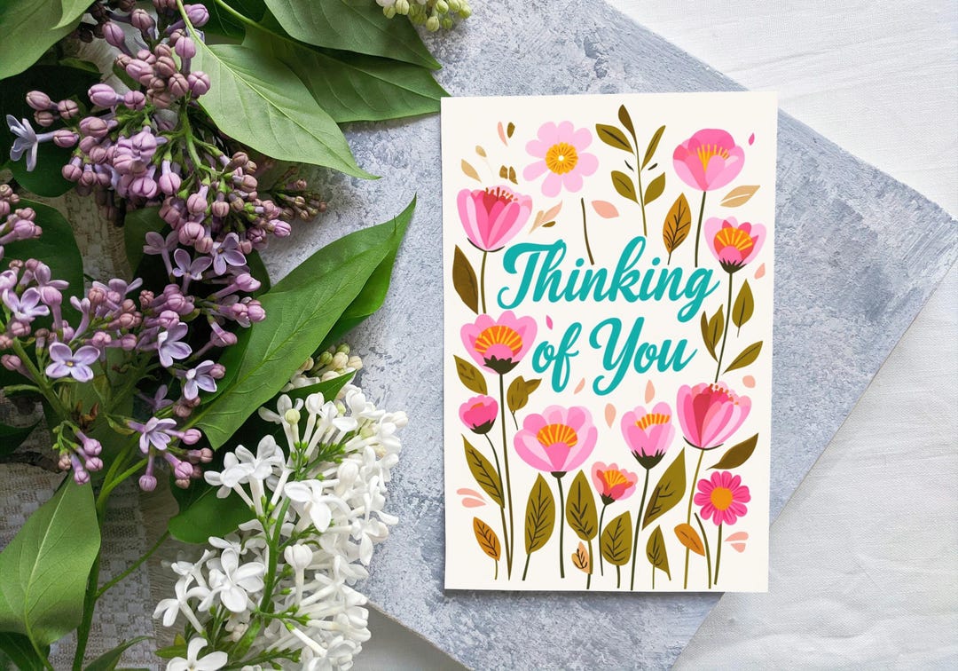 Floral Thinking of You Card: Printable Greeting Card (PDF) - Etsy