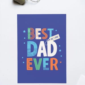 "Vatertagskarte zum Ausdrucken - ""Best Dad Ever - No. 1"" - klassische digitale Grußkarte, Sofort Download, 13 x 18 Karte für Papa."