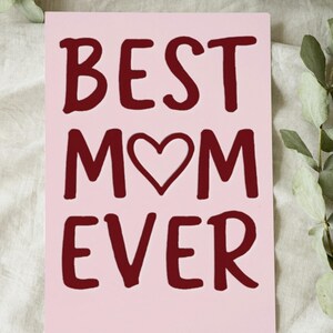 Carte de fête des mères imprimable - « Meilleure maman de tous les temps » design simple - carte de voeux numérique minimaliste, téléchargement immédiat, carte 5 x 7 pour maman