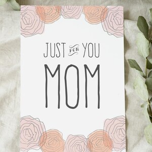 Juste pour vous maman - carte de voeux numérique élégante pour la fête des mères et l'anniversaire, téléchargement immédiat, conception florale