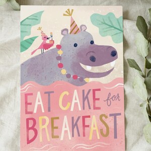Carte d'anniversaire imprimable - « Eat Cake » - carte de voeux numérique drôle, téléchargement immédiat, carte d'anniversaire 5 x 7 sur le thème du gâteau