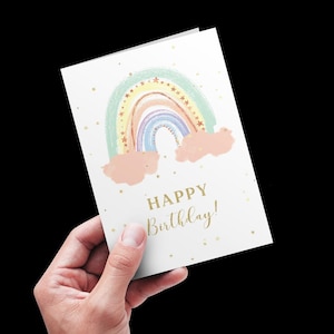 Regenbogen Geburtstagskarte zum Ausdrucken | Bunt Digital Sofort Download | Fröhlicher Geburtstagsgruß für jedes Alter