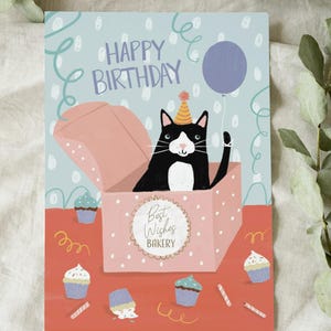 Tarjeta imprimible de cumpleaños de gato / Los mejores deseos de los gatos / Tarjeta digital divertida / Descarga instantánea