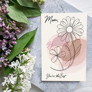 Carte de fête des mères imprimable - « Maman, tu es la meilleure » - carte de voeux numérique sincère, téléchargement immédiat, carte 5 x 7 pour maman