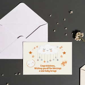 Cartão de parabéns para bebê para imprimir – “Desejando a você todas as bênçãos que um novo bebê traz” – Download digital, cartão para novo bebê, download instantâneo