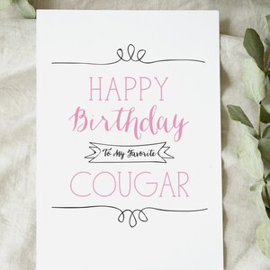 imprimable d'anniversaire couguar | Joyeux anniversaire numérique impertinent pour elle | Téléchargement instantané