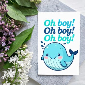 Imprimable « Oh mon Dieu ! Carte de naissance - Félicitations pour bébé garçon - Téléchargement numérique, carte de voeux pour nouveau-né, impression instantanée pour baby shower