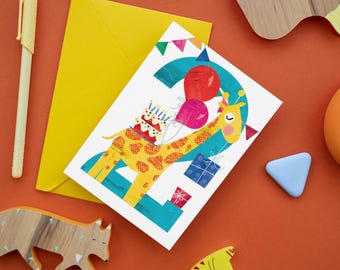 Cartão de 2º aniversário de animais da selva: tema infantil (PDF)