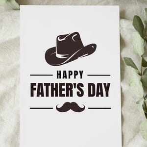 "Vatertagskarte zum Ausdrucken - ""Happy Father's Day"" Moustache Design - Lustige und stilvolle digitale Grußkarte, Sofort Download, 13x18 Karte für Papa."