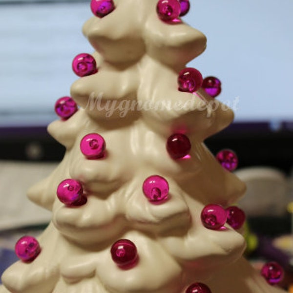 Ceramic Christmas Tree round balls bulb lights  Pink