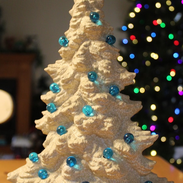 Ampoules de sapin de Noël en céramique - boules rondes ampoules turquoise