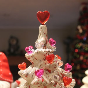 Ceramic Tree Bulbs   Hearts for Valentines day  Red Pink Clear white &  Heart topper