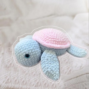 PDF gehaakt schildpadpatroon, amigurumi-schildpad in 2 maten (klein en medium), gehaakte knuffeldierpatronen voor baby&#39;s