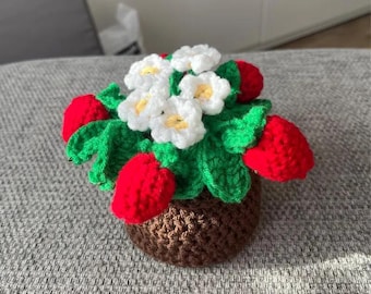 Crochet Strawberry Plant Pattern: Amigurumi Home Decor (PDF)