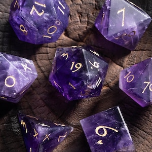 Amethyst Gemstone Dice Polyhedral Dice DND Dice Set